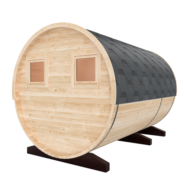 Fasssauna / Gartensauna / Banja / Round 3,0 m mit Vorraum